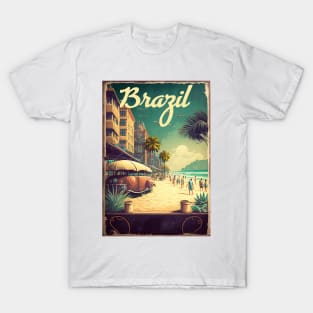 Brazil Beach Vintage Travel Art Poster T-Shirt